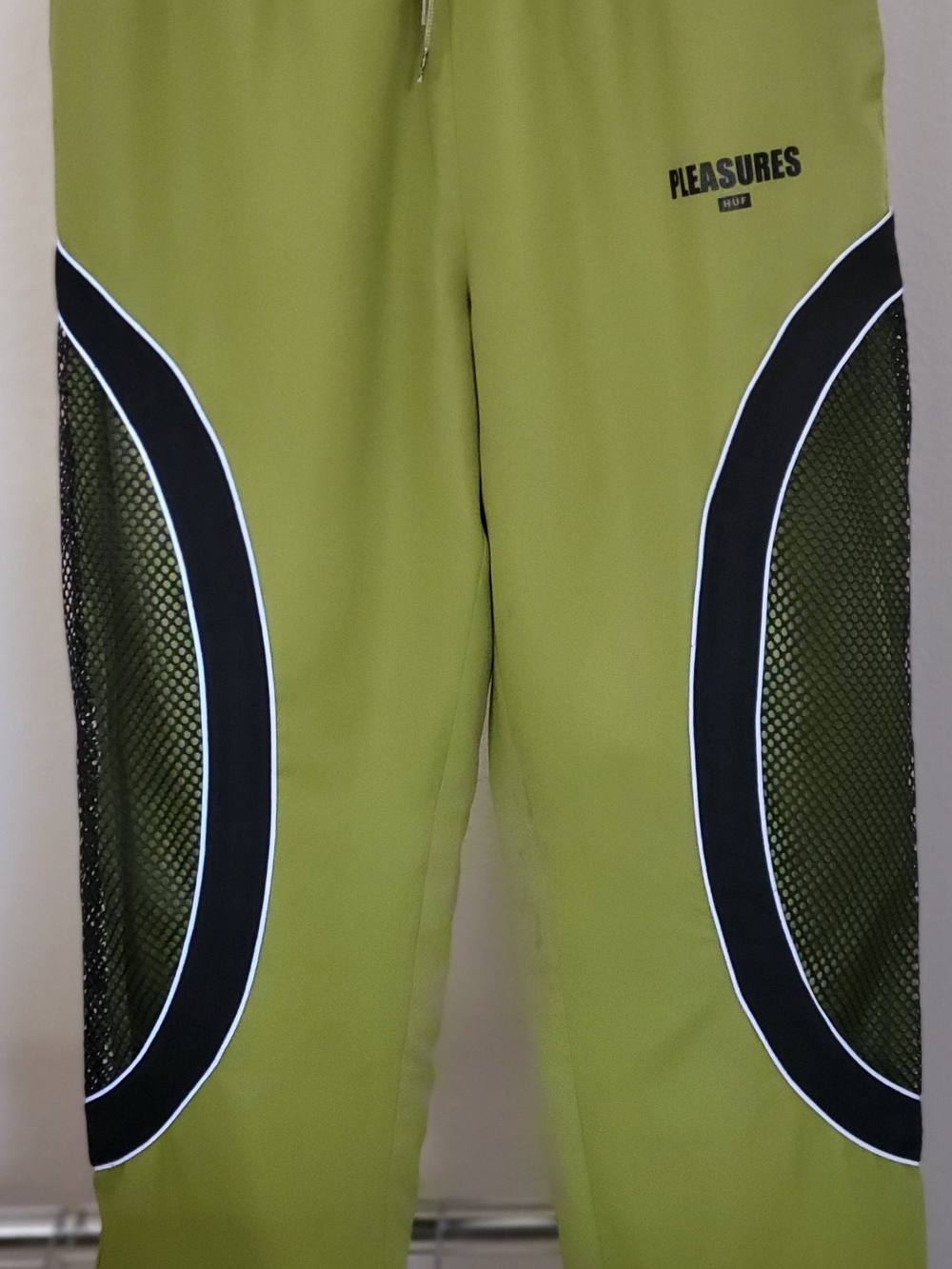 HUF x Pleasures Darton Track Pants Green Mesh XL NWT
